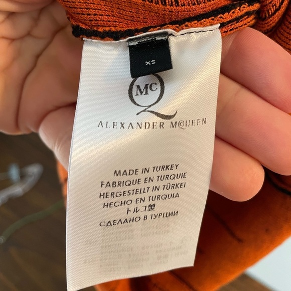 McQ by Alexander McQueen, XS, black and orange ribbed midi longsleeve dress EUC - Picture 7 of 14